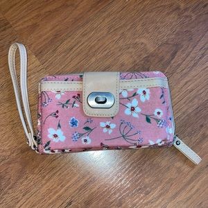 Rose colored flowered wallet